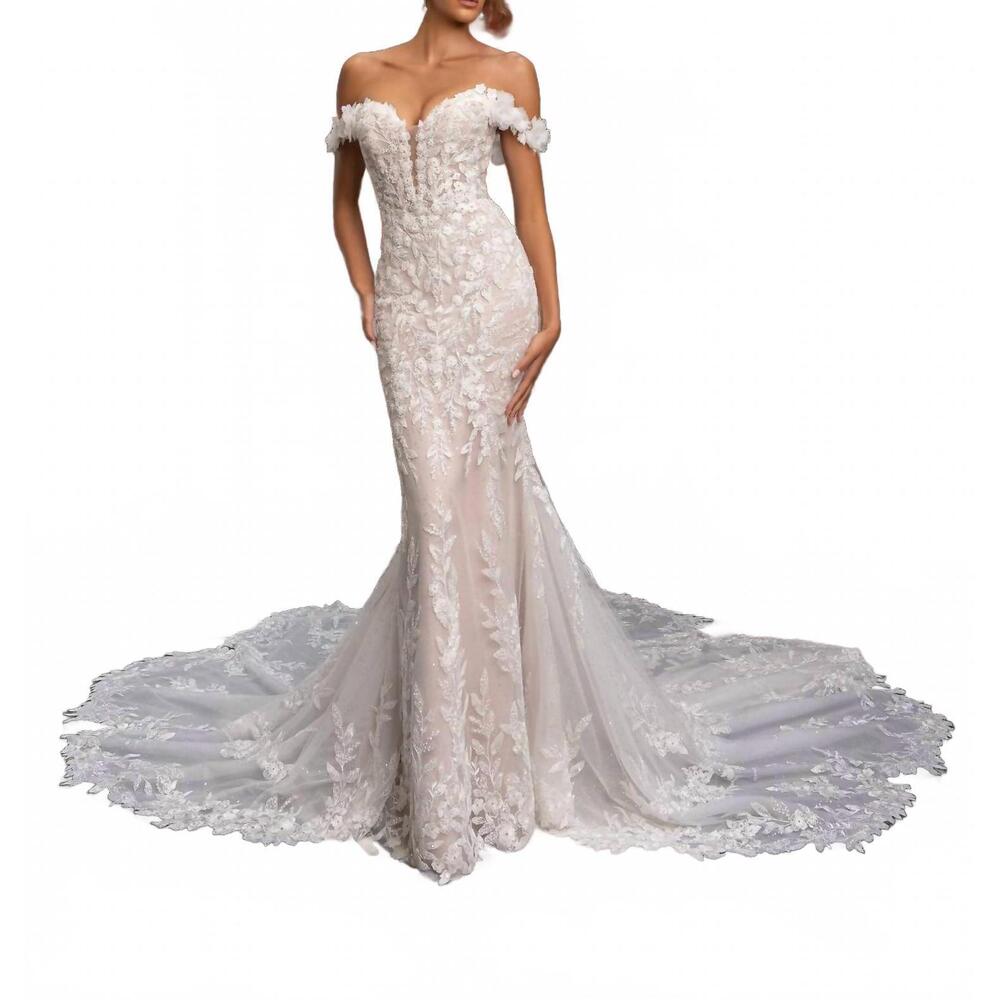 NEW KITTY CHEN COUTURE ada train wedding dress in ivory